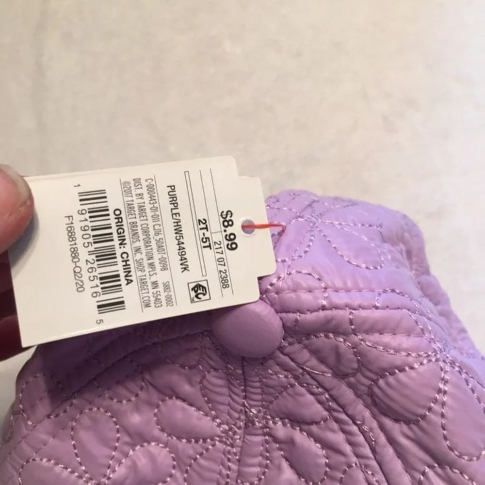 Cat & Jack‎ Baseball Cap Kids 2T-5T Purple New Quilted Floral HW54494VK